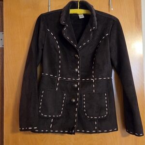 Stylish Brown Blazer with Tan Stitching